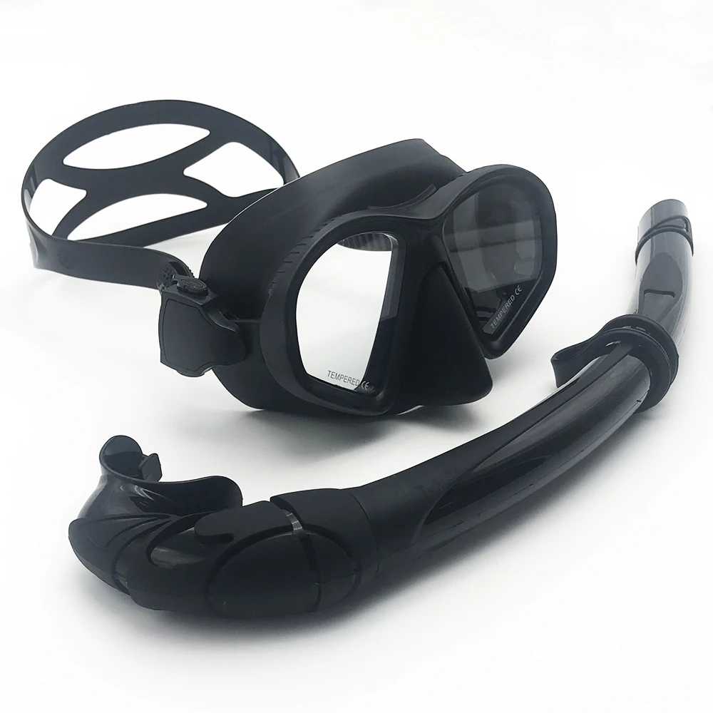 
Silicone Low Volume Snorkel Diving Mask Set with Tempered Glasses Lens 