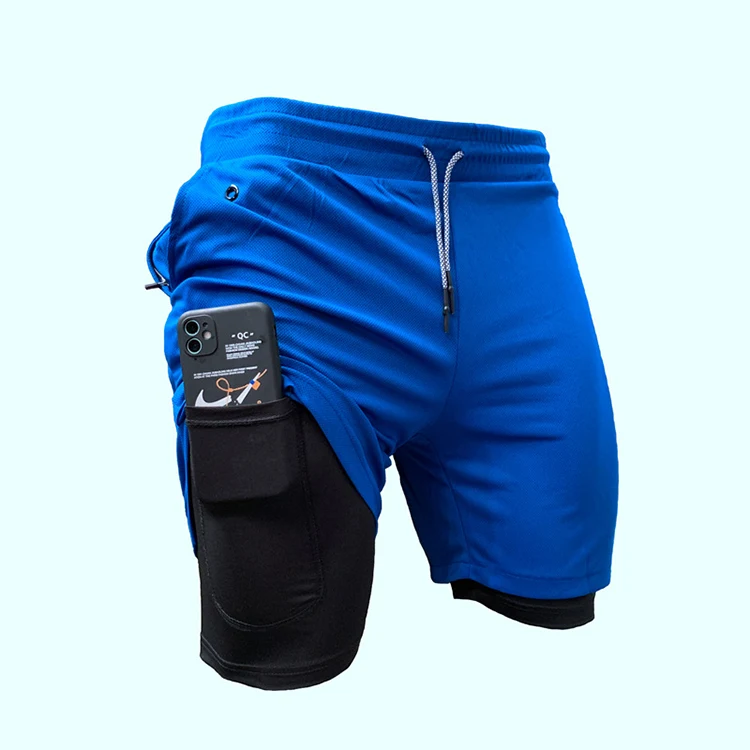 

Baisheng Mens Double Layer Drawstring With Inner Pocket Sport Shorts Men's Shorts