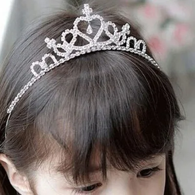 

Beautiful Crown Headband Kids Princess Hair Hoop Crystal Rhinestones Diamonds Silver Color Tiara Crown For Girl Hair Accessories