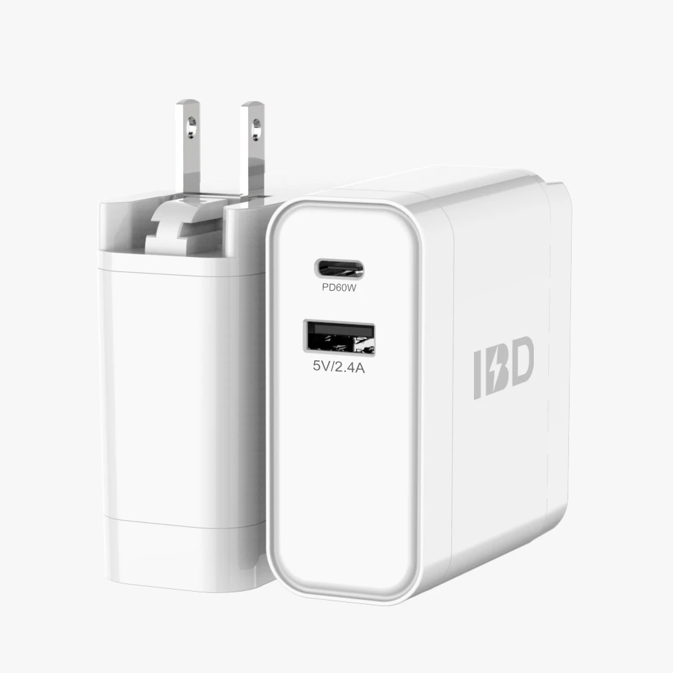 

IBD Usb Wall Charger 2 Port 60W Wall Mount Charger High Capacity Usb Wall Charger