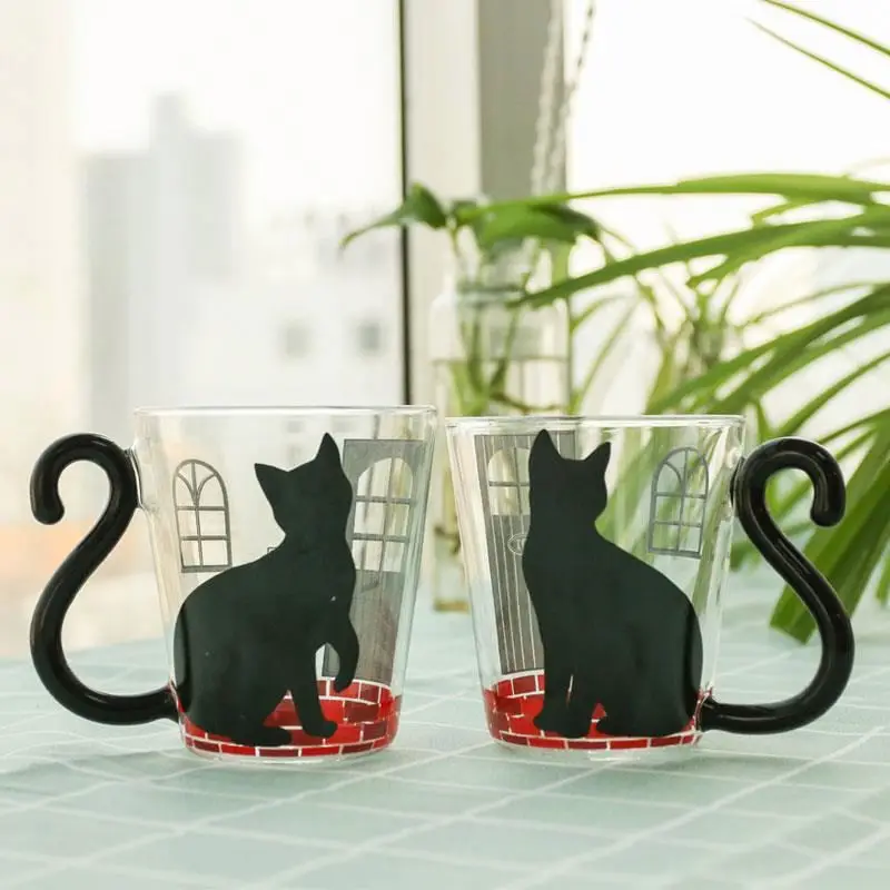 

Best Sales suppliers colored eco art clear single wall glass tea juice cat glass cup 300ml