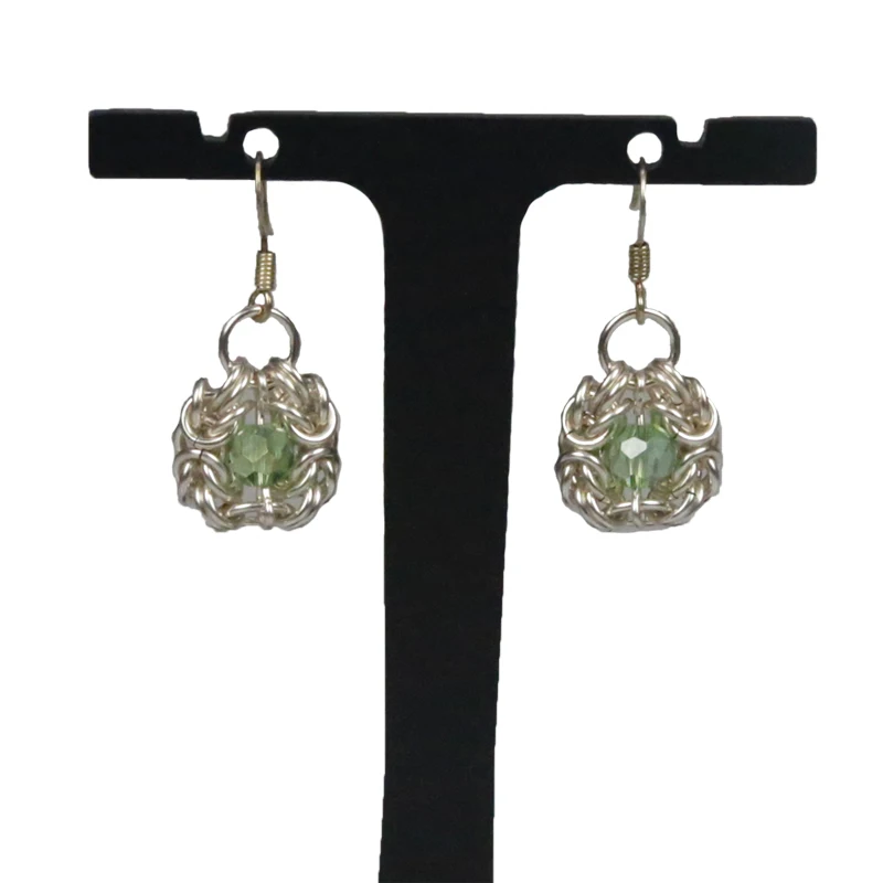 

XuQian Handmade Custom Various Ladies Chainmail Jewelry Earring Romanov, Green