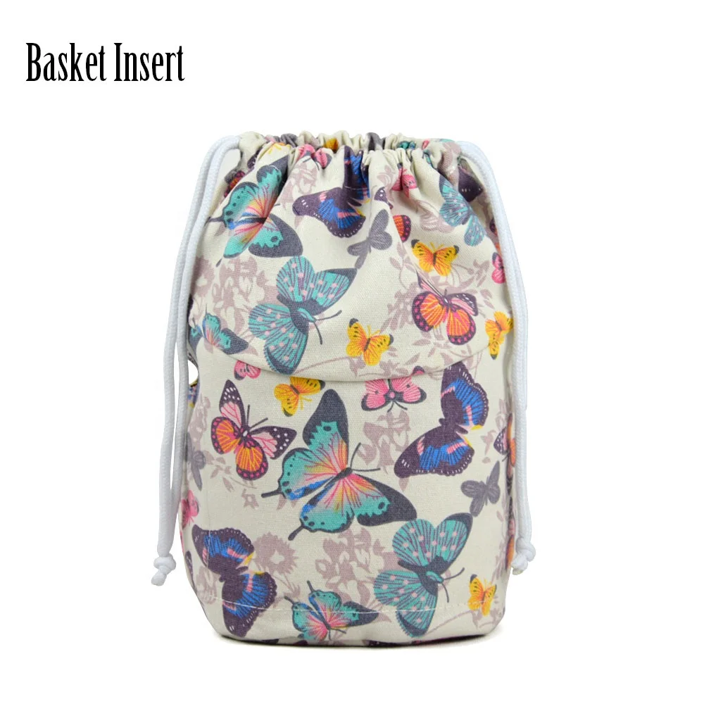 

Factory direct sale Drawstring Canvas Fabric Inner pocket Insert Lining for O bag basket obag organizer