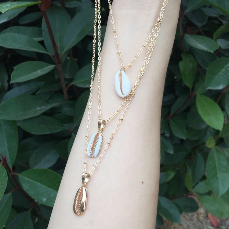 

Jialin jewelry Wholesale Bohemia gold -color layered set shell pearl necklace set for women