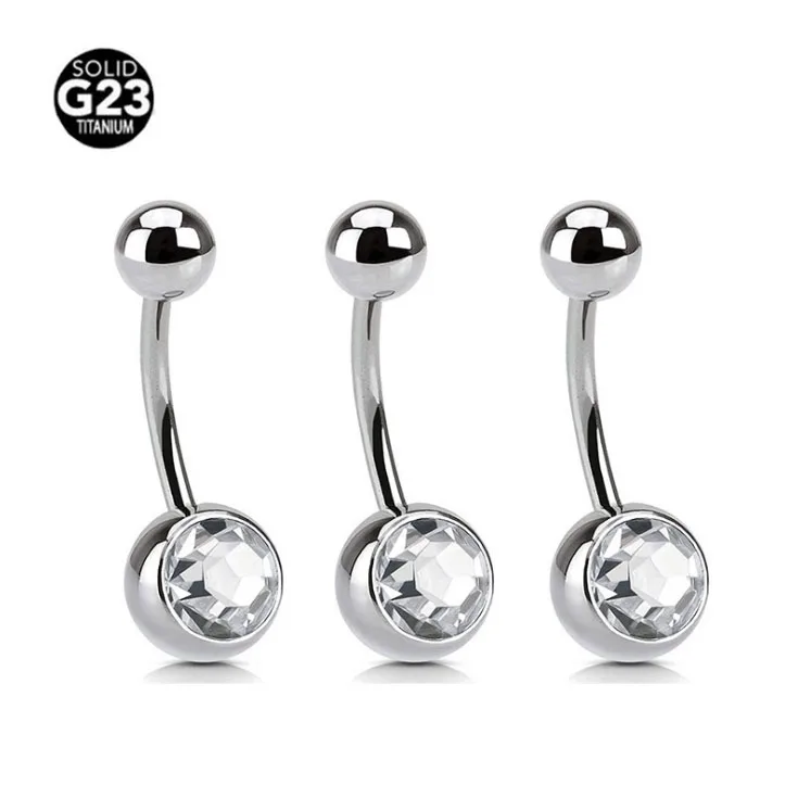 Yeach 14g Astm F136 G23 Titanium Press Single Gem Navel Belly Rings Body Piercing Jewelry Buy 