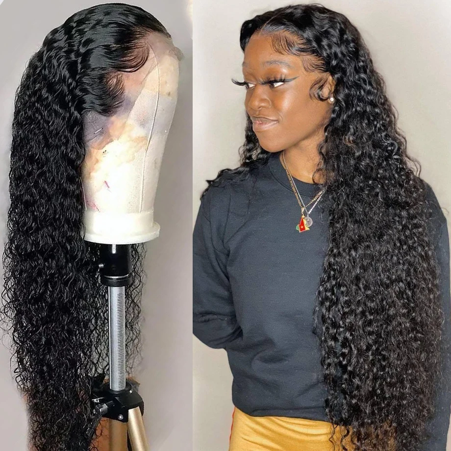 

Cheap Deep Wave HD Transparent Lace Frontal Wigs Human Hair For Black Women Brazilian Deep Curly Lace Front Wig