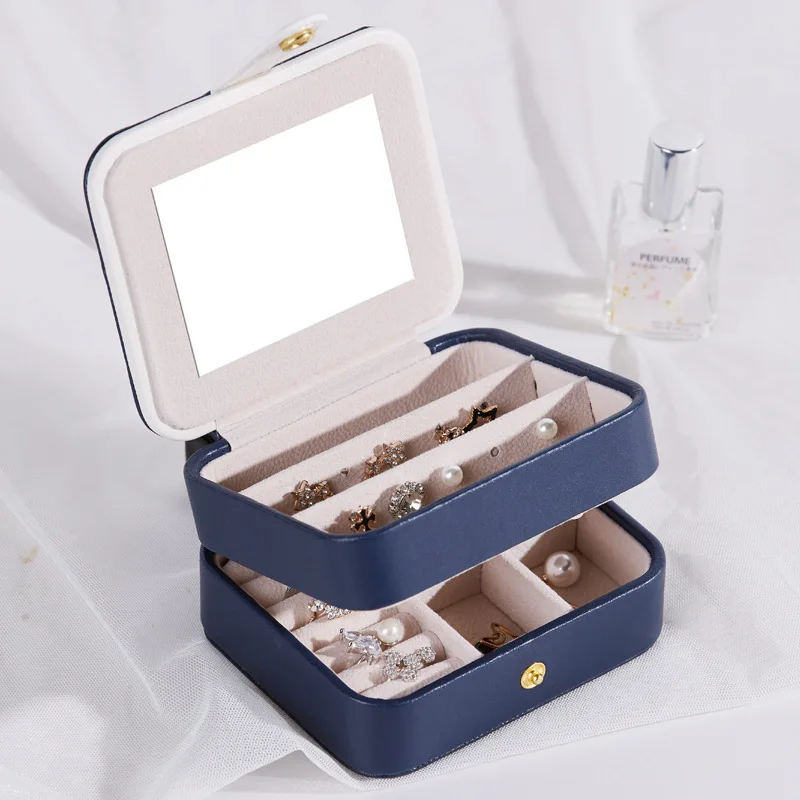 

Hot Sale Design Pu Leather Three Layers ring box luxury Traveling Jewelry Case For Jewelry Collection necklace box jewelry