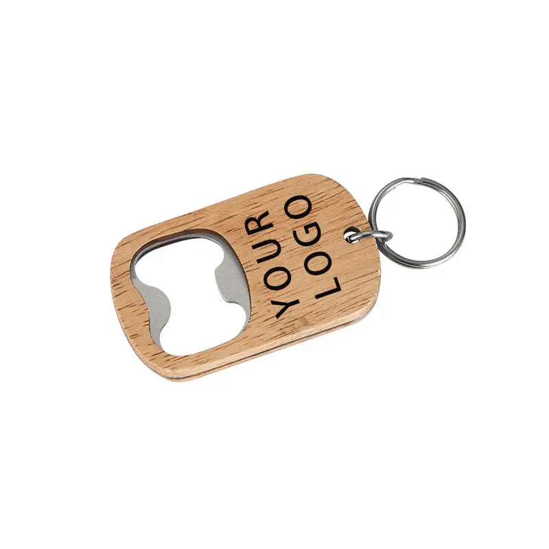 

New Wood Bottle Opener Key Chain Custom Laser Engrave Beer Bottle Opener Keychain Key Ring Print Design Logo Bottle Opener