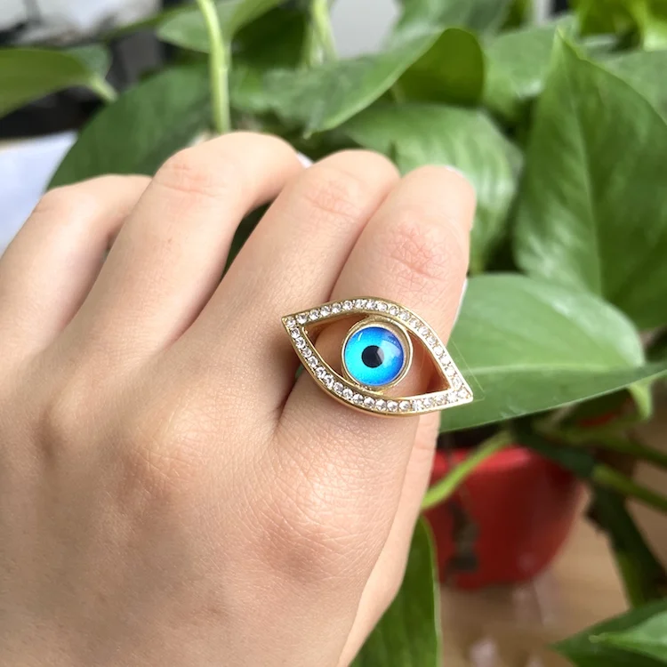 

Jialin jewelry new fashion 2021 ins custom ring evil eye ring finger rings men women lucky charm hip hop third eye jewlery