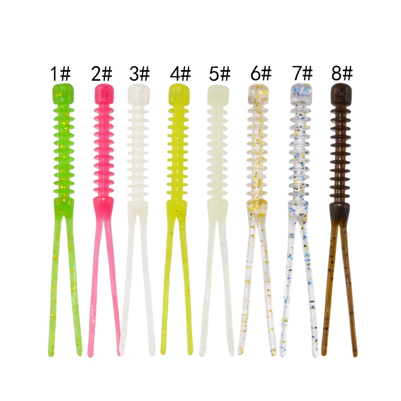 

Double Tails Soft Lure Fishing factory directly sale 55mm 0.3g silicone worm pin Tail Vibration TPR Soft Fishing Lure, Various color