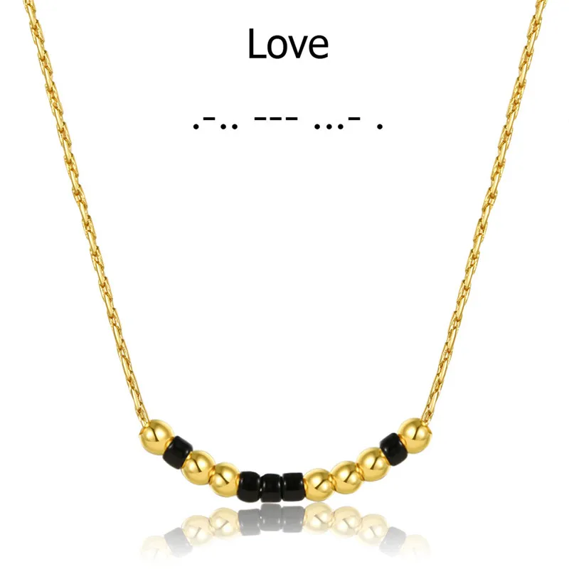 

ROXI Minimalist Gold Boho Necklace Dainty Layering Morse Code Beaded Necklaces