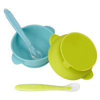 

manufacturer free sample shipping warm silicone baby and toddler products gray suction feeding food bowl with spoon