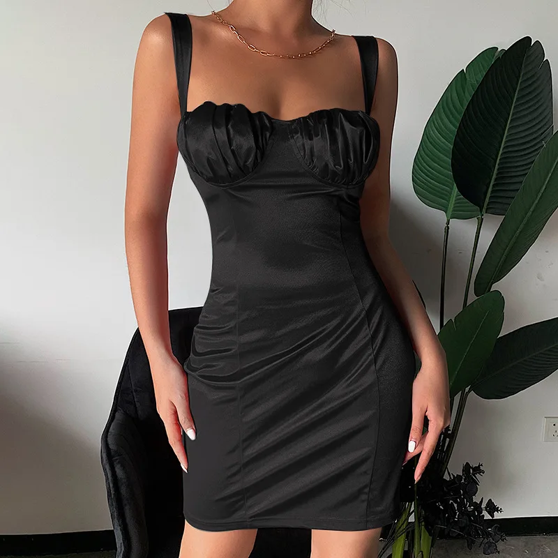 

2020 New arrivals summer sexy satin fabric women cocktail dresses