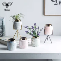 

Nordic style simulation green plant pot decoration small marbled ceramic vase for interior decoration