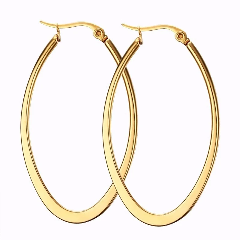 

Popular trendy stainless steel jewelry black gold hoop earrings for women 2021