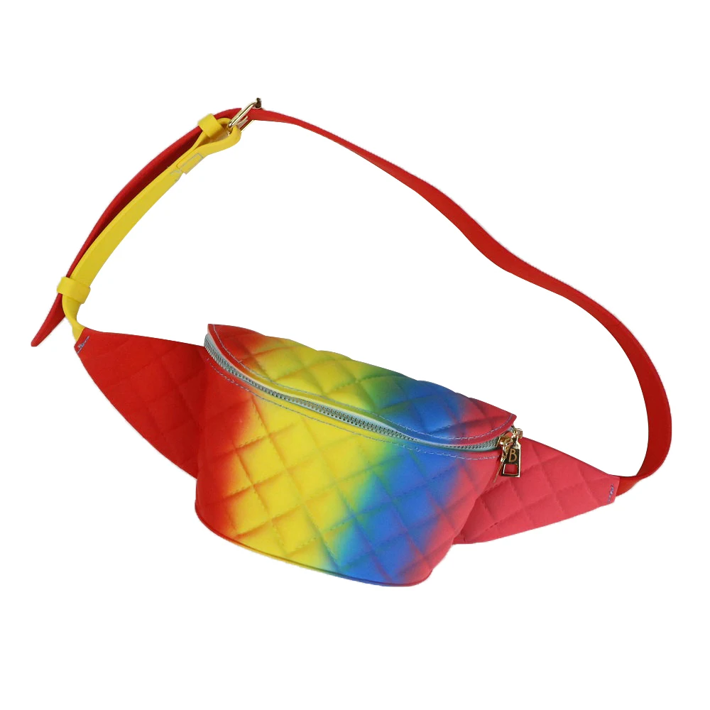 

2020 Fashion Custom Mini Woman Rainbow Jelly Crossbody Belt Waist Bag