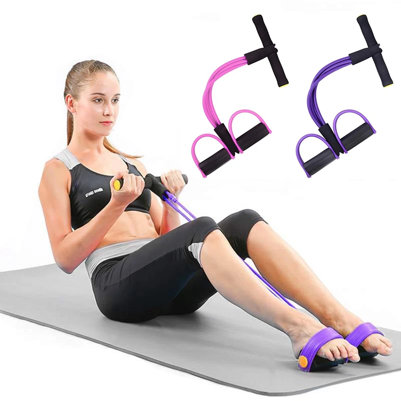 

Custom Logo Latex Waist Trainer 4 Tubes TPE Elastic Band Strength Training Pull Rope Slimming Belt Tension Sport Resistance Band