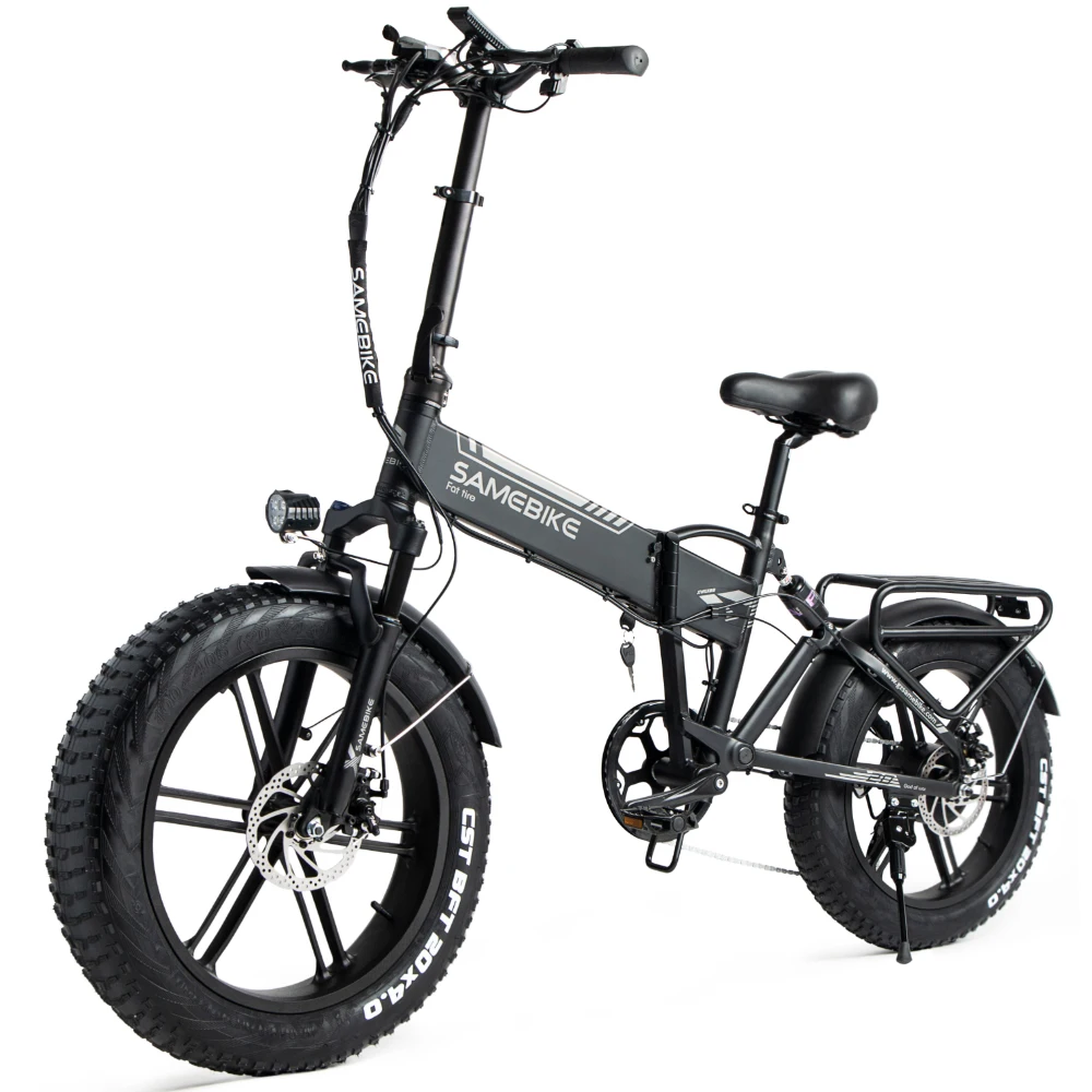 

Latest XWXL09 Electric Fat Tire Bike 500W Bike Folding Electric Bicycle Mountain Bike 20 inch Ebike with Rack 2 Seats