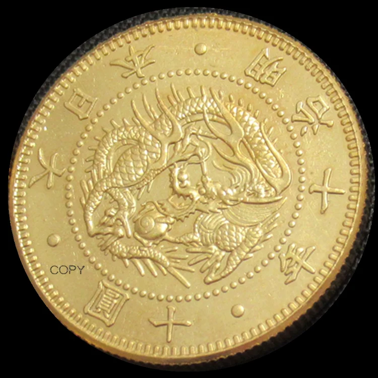 

JP(23) Reproduction Japan 20 Yen Gold-Plated Asian Meiji 13 Year Coin Custom Decorative Metal Coins