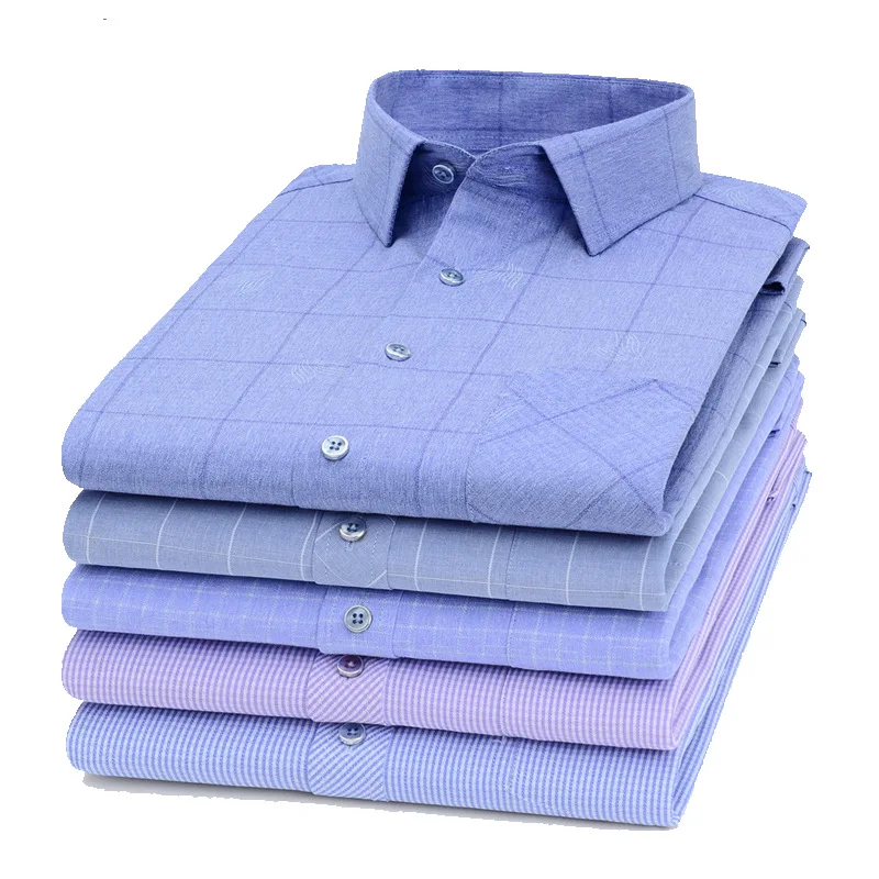 

Wholesale Plaid Shirt Men's Long-Sleeved Business Casual Men's Shirt Cotton and Linen Middle-aged Men's Shirt custom