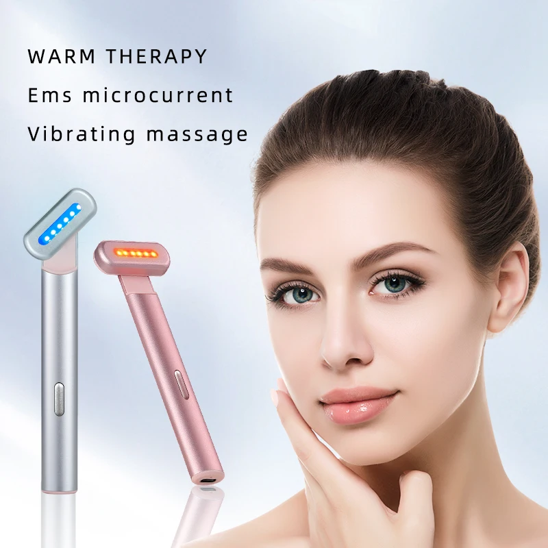 

Beauty Skin Care Products 4-in-1 Facial Red Blue Light Therapy Wand Eye Massager