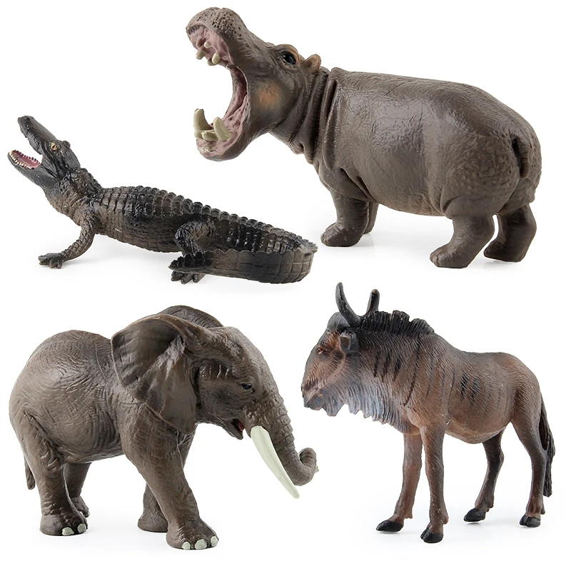 
Wild Animal Model Toy Set for Kids PVC Wildlife Model Elephant Giraffe Crocodile Rhinoceros Zebra Lion 