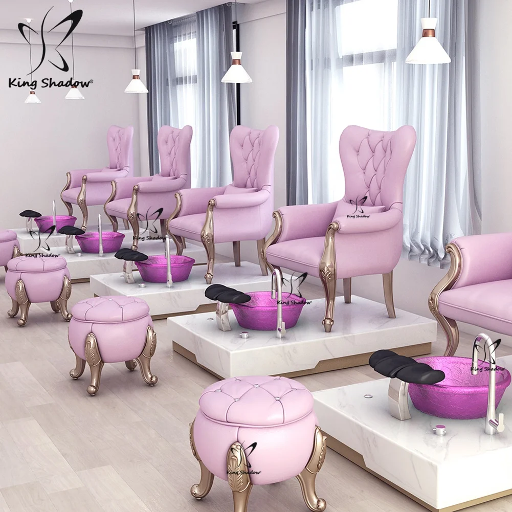

King Shadow Beauty Salon Furniture Kids Luxury Throne Spa Pedicure Chairs Salon Chairs for Sale Hot Pink Nail Pedicure Pu,sponge