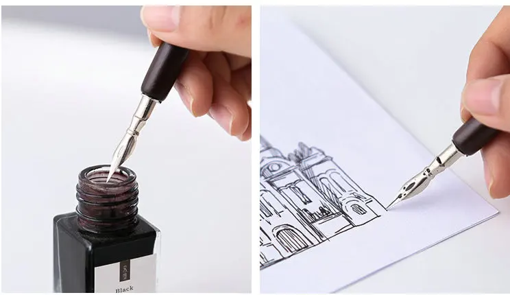 11 Pieces Comic Pen Nib Set, G-Pen Ink Nib Stainless Steel Drawing Comic  Pen Nib Calligraphy Nibs with Wooden Comic Pen Nib Holder for Writing