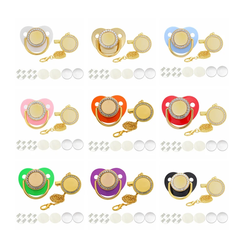 

Custom Bling Blanks Sublimation Pacifier Baby Logo Printed Silicon Pacifier Luxury Personalized Custom, Mix