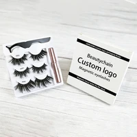 

Magnetic Eyeliner Eyelashes Set with Tweezers Private Label Packaging Premium 3D Mink Magnetic Eyelashes