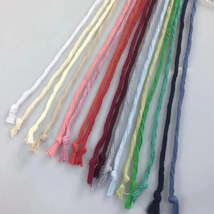 high quality pure 4mm 5mm single strand twisted macrame natural cotton string cord rope twisted
