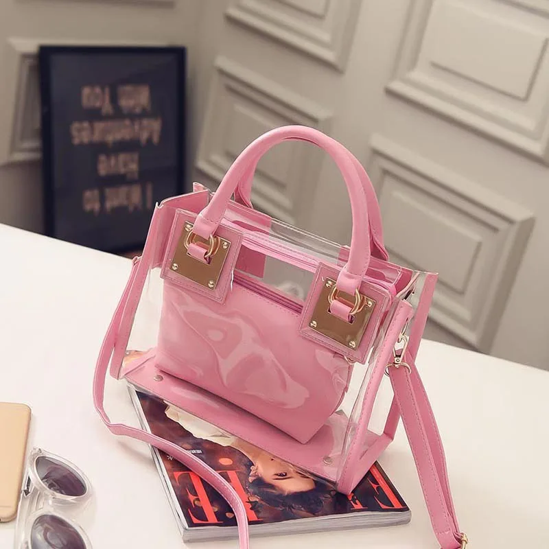 

Fashion Women Shoulder Bag Clear Jelly Clutch Purse Handbag Transparent, As show or customized