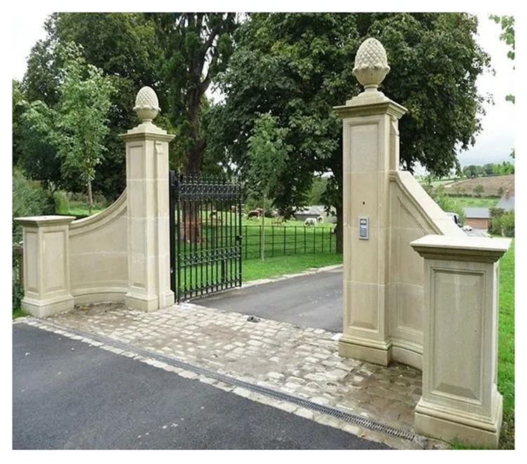 Granite Stone Mushroom Finished Column Gate Pillar Design For Front
