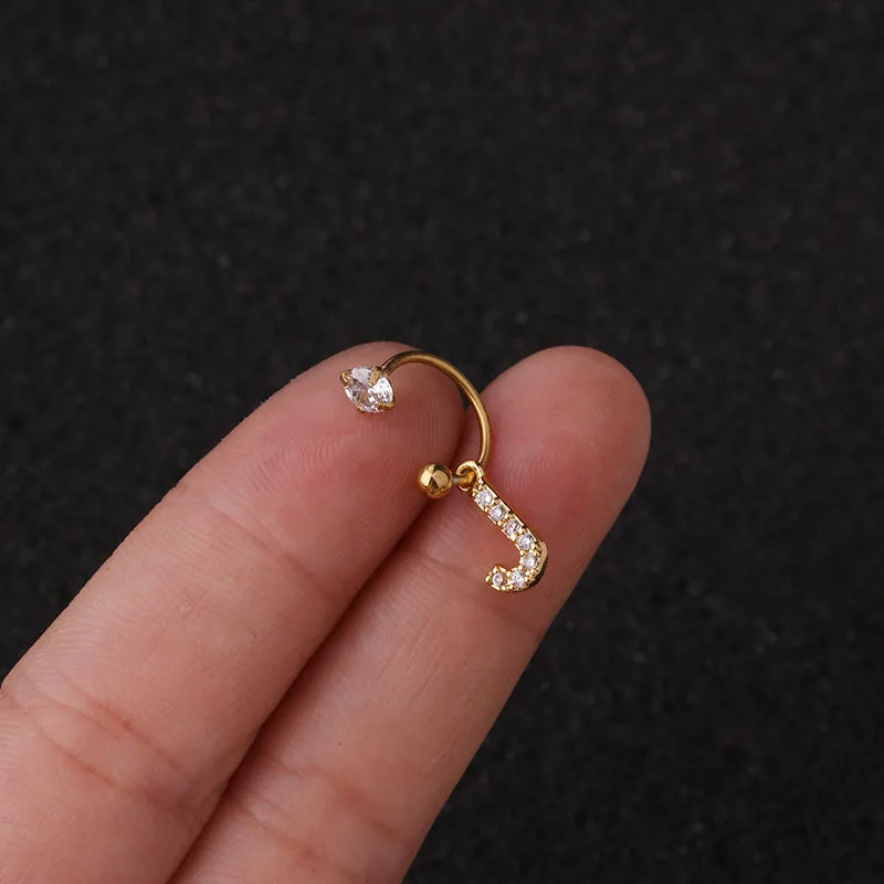 1pc 26 个英文字母锆石吊坠环耳软骨耳环不锈钢初始耳朵穿刺螺旋穿孔耳环 Buy 锆石字母耳环 耳环 初始耳环product On Alibaba Com