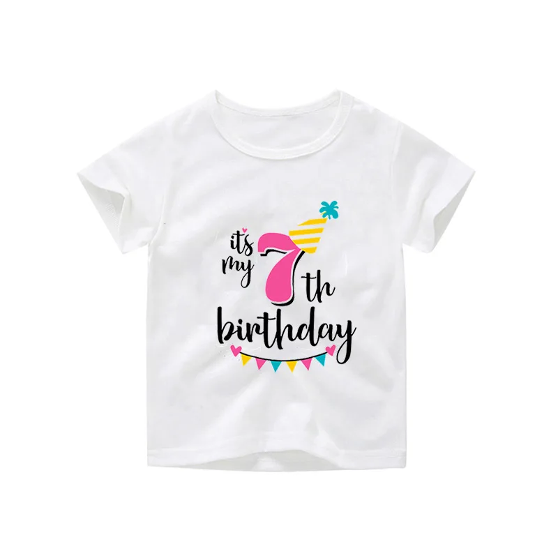 2019 Trending Girls 7 Birthday Crew Neck Short Sleeve Toddler Boys Tshirt