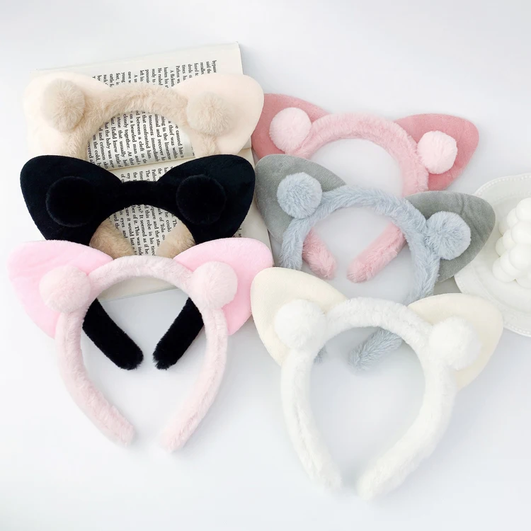 

One dollar Wholesale 7 Colors luxury cute rabbit cat headband winter earmuff ear warmer hair accessories
