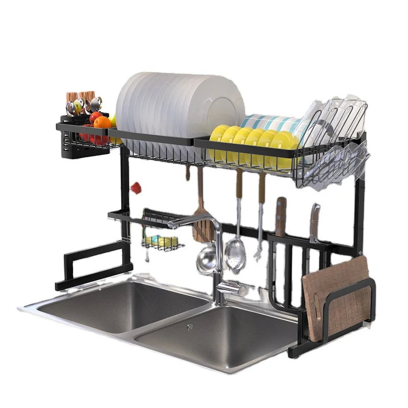 

Upgraded Sink Rack Multifunctional Kitchen Dinnerware Drainer Rack Storage Rack Stainless Steel Dishcloths Kitchen Cup Glass