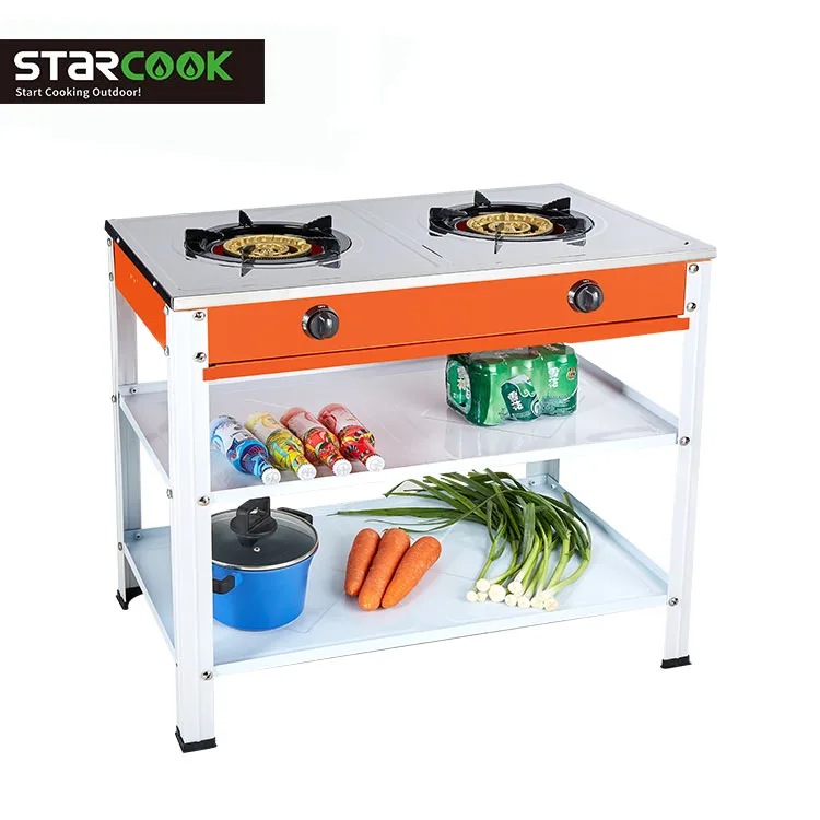 

Colored stainless steel double gas cooker table stander gas cooktop