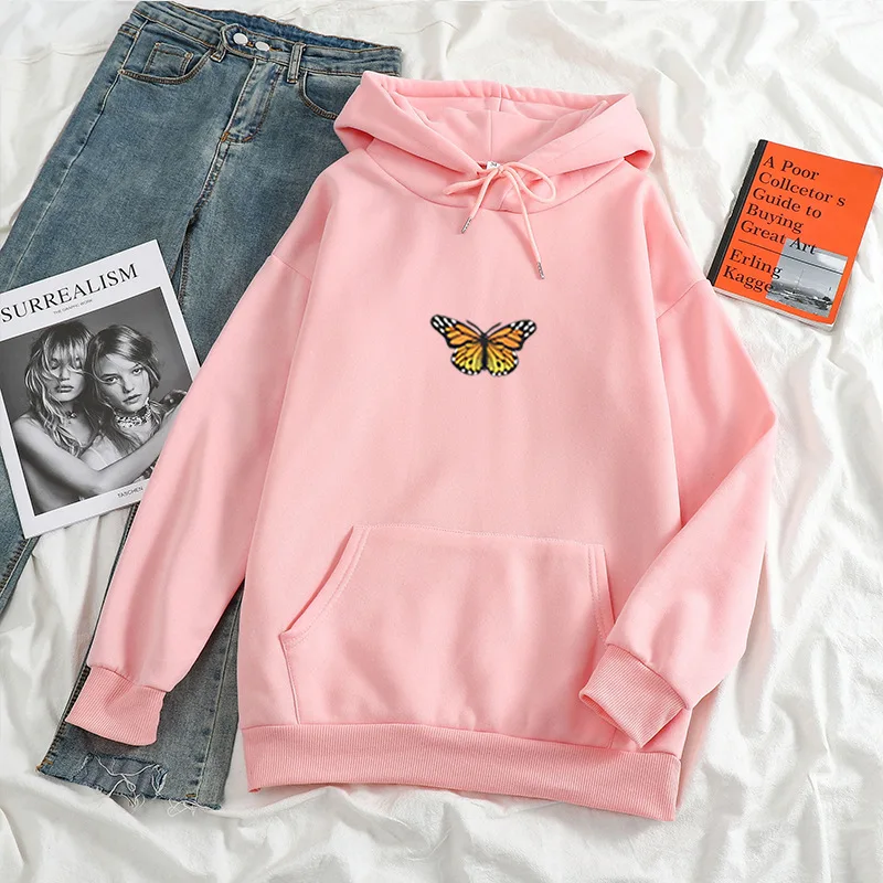 

2021 new popular hooded sweatshirt Little Butterfly long-sleeved fleece candy color butterfly hoodie sweater, Picture