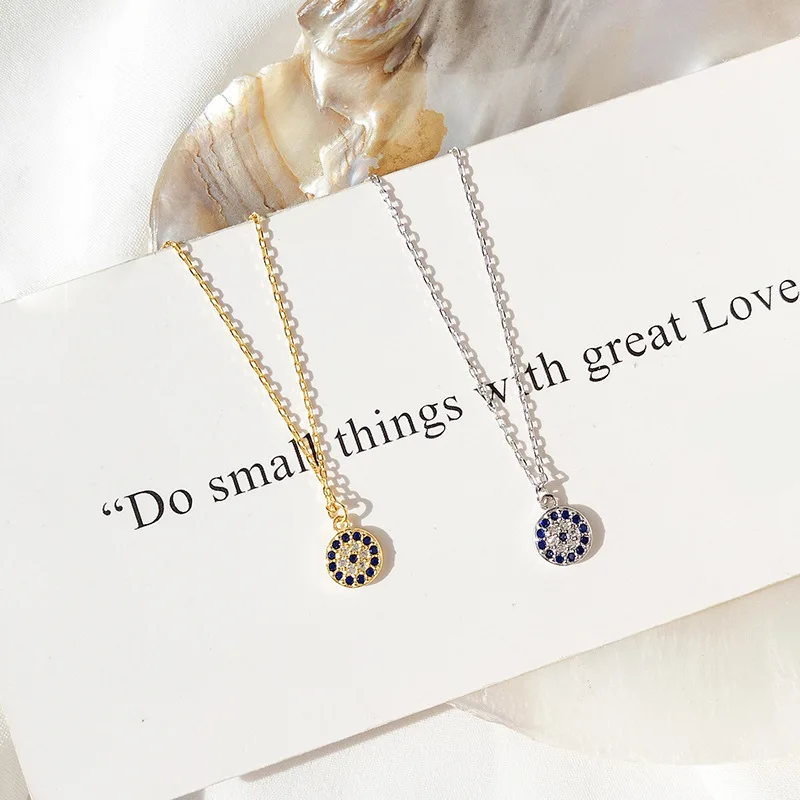 

Fashion Jewelry Blue Crystal Evil Turkish Eyes Necklace Silver Rose Gold Chain Eye Pendant Necklace, Picture