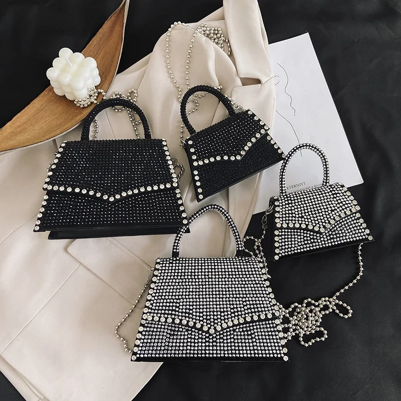 

QYB02 Luxury Rhinestones Mommy And Me Purse And Handbags 2021 New Design Trendy Bling Handbag, As picture or custom