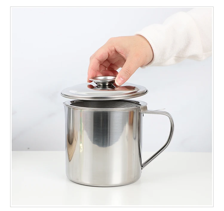 Stainless Steel Oil Storage Grease Keeper Strainer Oil Pot Grease
