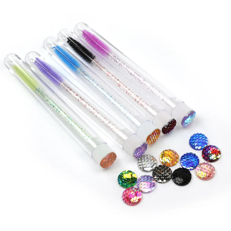 

Tube mascara brush with diamond portable grafting eyelash curler disposable tube mascara brush with crystal rod, Customized color