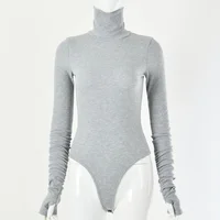 

B24297A Hot style cotton high neck and long sleeves sexy bodysuit