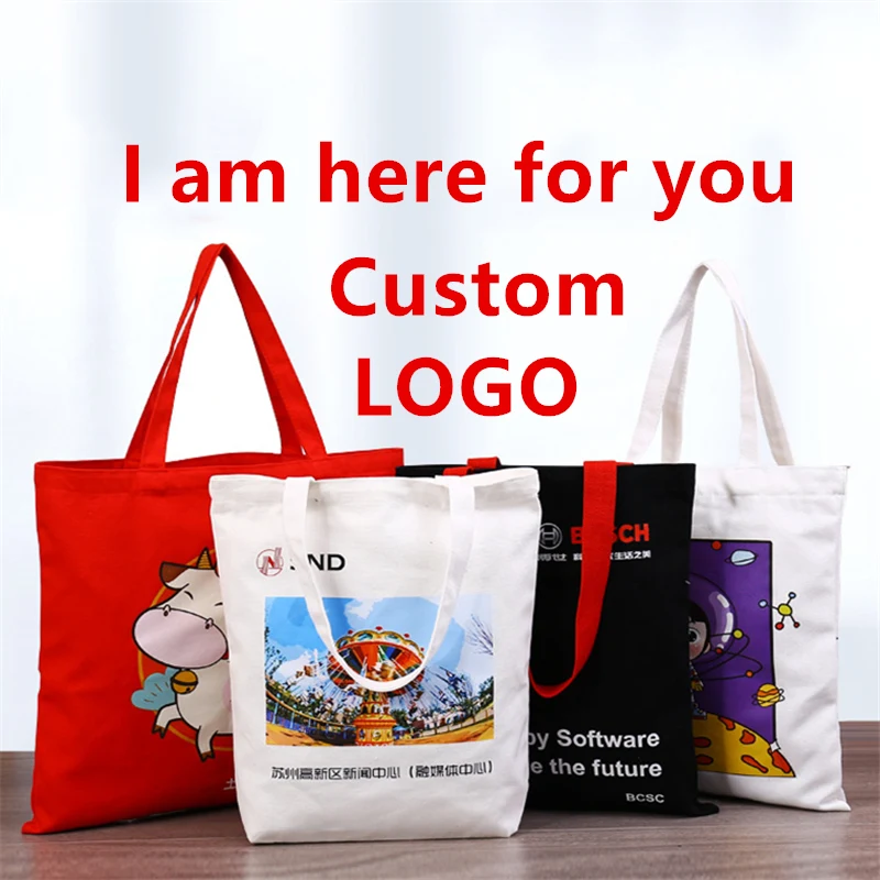 

Wholesale High Quality ECO Custom With Print Logo Zipper Shopping Bag Organic Cotton Canvas Totes Bags, Customized color