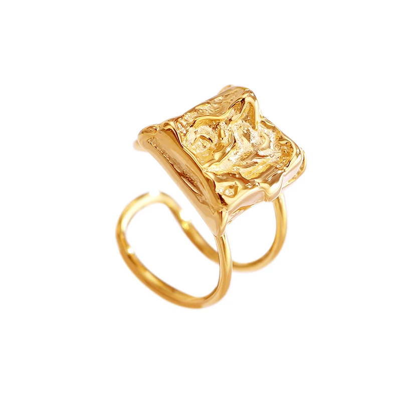 

Fukarni Adjustable Open Irregular Square 925 Sterling Silver Rings in Stock Geometric Trendy Woman Cocktail Ring KR281