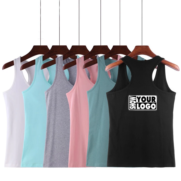 

95% Cotton Casual Tank Top Logo Design Custom Gym Singlets OEM Logo women's tank tops singlet, Black,white,bule,yellow,green,ect