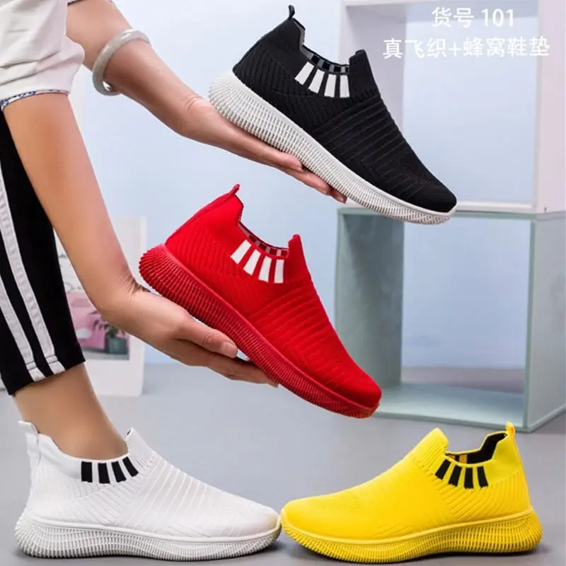 

New fashion women's sports shoes, knitted breathable casual shoes, outdoor running shoes, Four colors