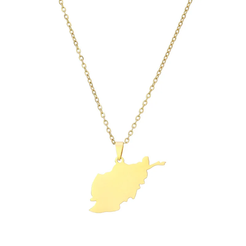 

Stainless Steel Afghanistan Map Flag Pendant Necklace Enamel Afghanistan Map Chain Jewelry