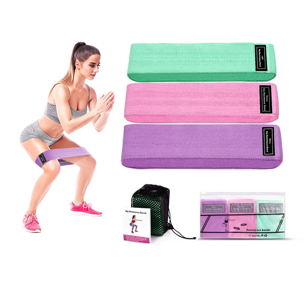 

Anti Slip Elastic Exercise Bands Sets Booty Hip Bands Wide Sports Fitness Resistance Loops Bands, Green,pink, purple